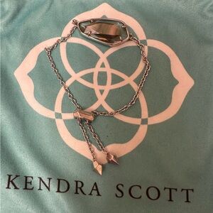 Kendra Scott Cambel Silver Adjustable Chain Bracelet with Black Mother of Pearl